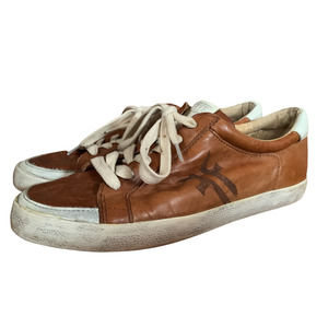 The Frye Company Men's Brown White Casual Lace Up Sneaker Logo 8.5M